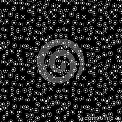 Vector monochrome seamless pattern, chaotic drops on black Vector Illustration