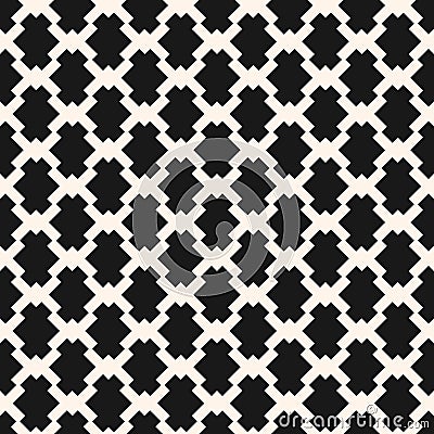 Vector monochrome seamless pattern with diamond grid, net, lattice, rhombuses Vector Illustration