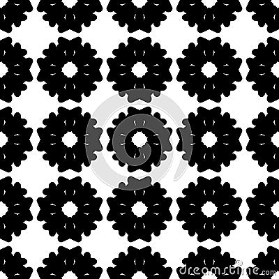 Vector monochrome seamless pattern, flat floral texture Vector Illustration