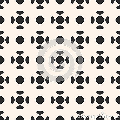 Vector monochrome seamless pattern, geometric background with rounded shapes Vector Illustration