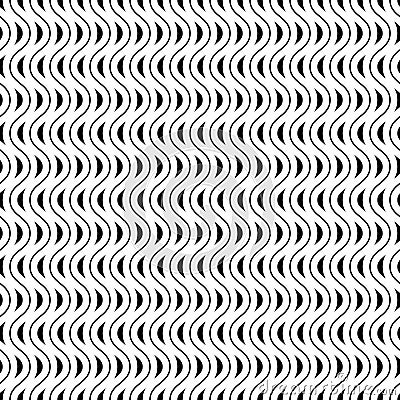 Vector monochrome seamless pattern, simple waves Vector Illustration