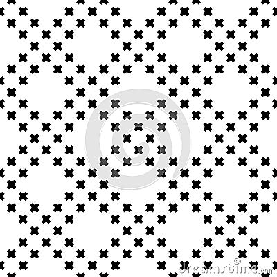Vector monochrome seamless pattern, small crosses Vector Illustration