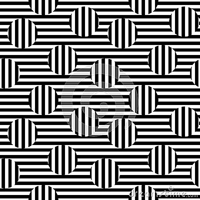 Vector monochrome seamless pattern, striped illusion Vector Illustration