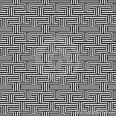 Vector monochrome seamless pattern, striped illusion Vector Illustration