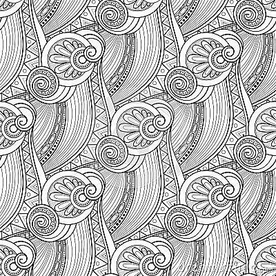 Vector Monochrome Wave Seamless Pattern Vector Illustration