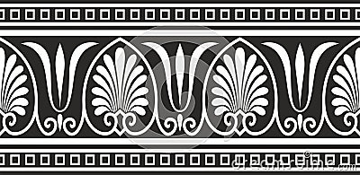 Vector monohrome black seamless classical Greek ornament. Vector Illustration