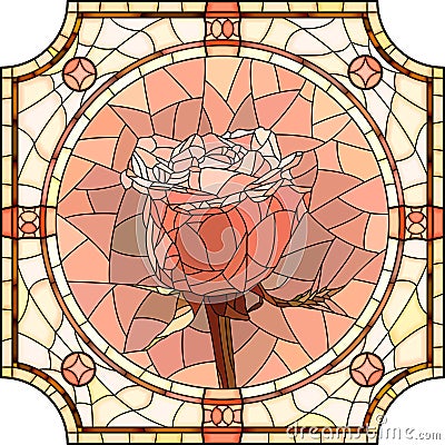 Vector mosaic of flower pink rose. Vector Illustration