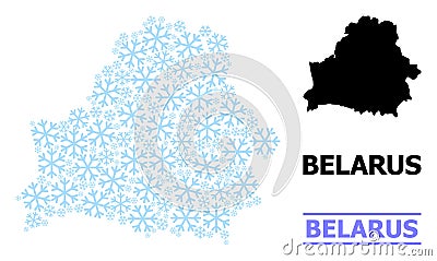 Icy Mosaic Map of Belarus of Snow Vector Illustration