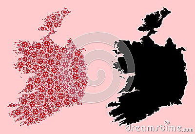 Vector Mosaic Map of Ireland Republic of Coronavirus Parts and Solid Map Vector Illustration