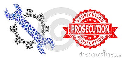 Distress Prosecution Seal and CoronaVirus Mosaic Repair Vector Illustration