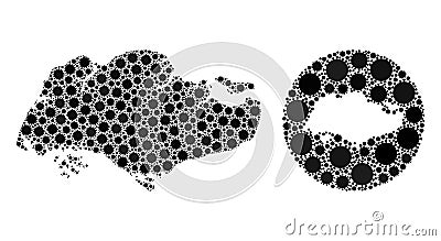 Coronavirus Mosaic Hole and Black Singapore Map Vector Illustration