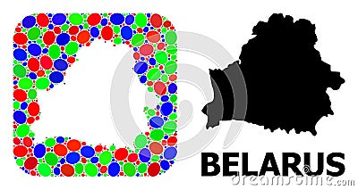 Mosaic Hole and Solid Map of Belarus Vector Illustration