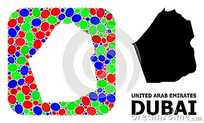 Mosaic Hole and Solid Map of Dubai Emirate Vector Illustration