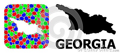 Mosaic Stencil and Solid Map of Georgia Vector Illustration