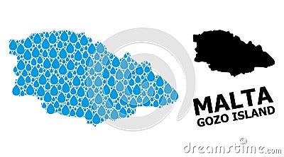 Vector Mosaic Map of Gozo Island of Liquid Dews and Solid Map Vector Illustration