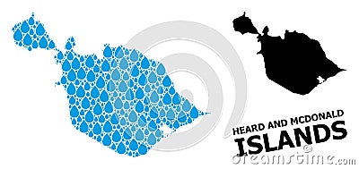 Vector Mosaic Map of Heard and McDonald Islands of Liquid Dews and Solid Map Vector Illustration