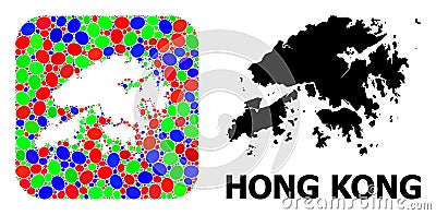 Mosaic Hole and Solid Map of Hong Kong Vector Illustration