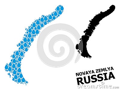 Vector Mosaic Map of Novaya Zemlya Islands of Liquid Drops and Solid Map Vector Illustration