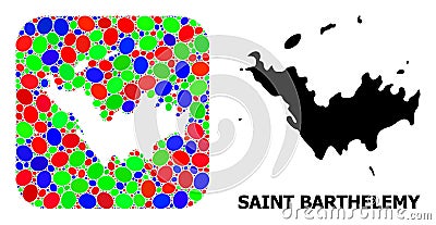 Mosaic Hole and Solid Map of Saint Barthelemy Vector Illustration