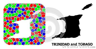 Mosaic Stencil and Solid Map of Trinidad and Tobago Vector Illustration
