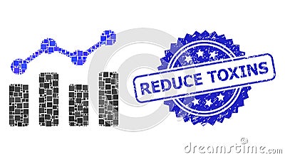 Grunge Reduce Toxins Stamp and Square Dot Collage Trend Chart Vector Illustration