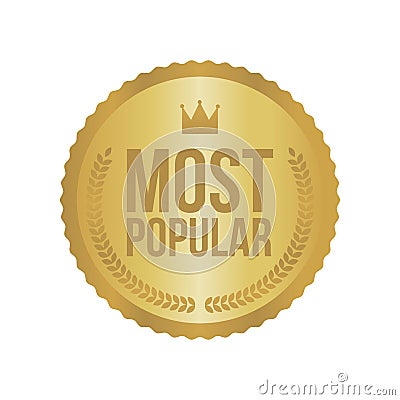 Vector Most Popular Gold Sign, Round Label Stock Photo