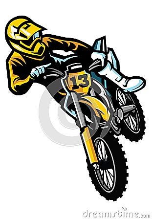 Motocross rider in act Vector Illustration