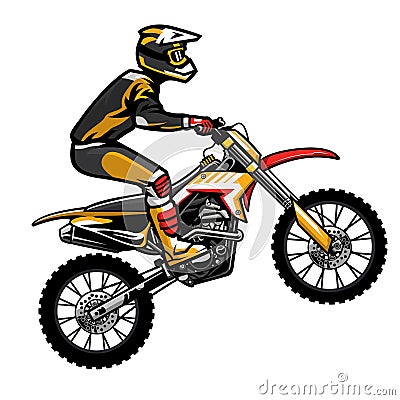 Motocross rider jumping Vector Illustration