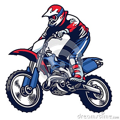 Motocross rider ride the motocross bike Vector Illustration