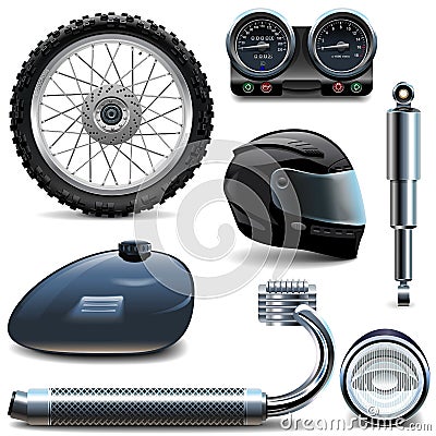 Vector Motorcycle Spares Icons Vector Illustration