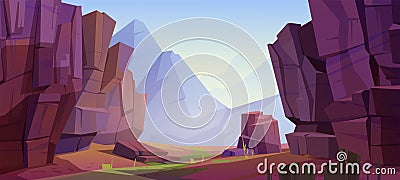 Vector mountain landscape with canyon Vector Illustration