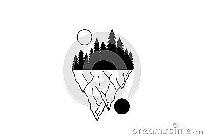 Vector of mountains black on a white background. Vector Illustration
