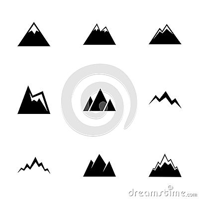 Vector mountains icon set Vector Illustration