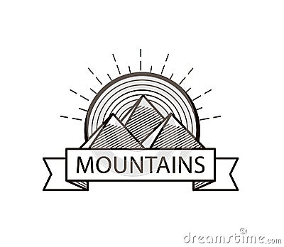 Vector mountains line hipster logo, icon, badge Vector Illustration