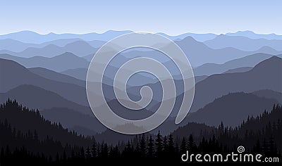 Vector mountains morning landscape seamless background. Vector Illustration