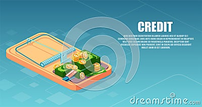 Vector of a mousetrap with money Vector Illustration