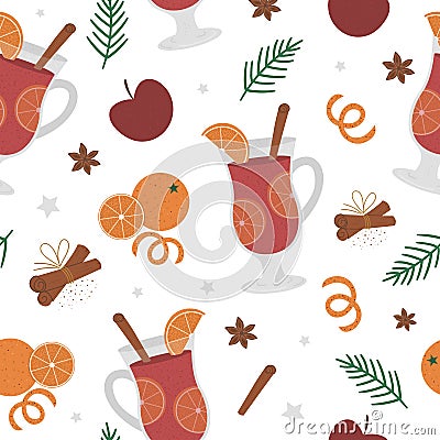 Vector mulled wine seamless pattern. Vector Illustration