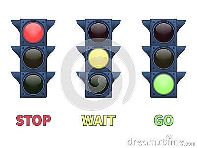 Vector multi-colored signal traffic light Vector Illustration
