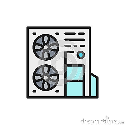 Vector multi-split system, air conditioner flat color line icon. Vector Illustration