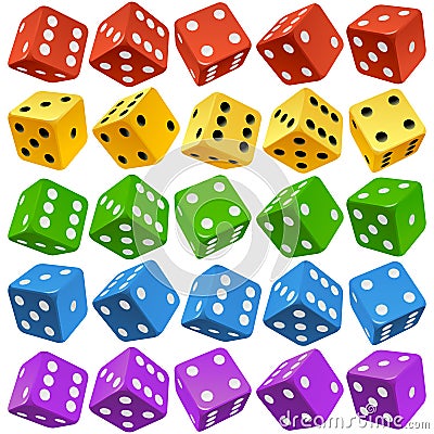 Vector multicolor dice set Vector Illustration