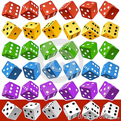 Vector multicolor dice set Vector Illustration