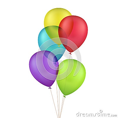 Vector Multicolored Colorful Balloons Isolated Vector Illustration