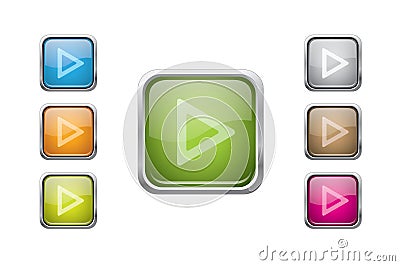 Vector multicolored glossy rounded square buttons Vector Illustration