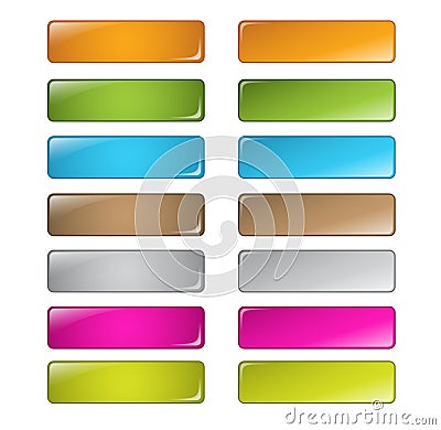 Vector multicolored glossy rounded square buttons Vector Illustration
