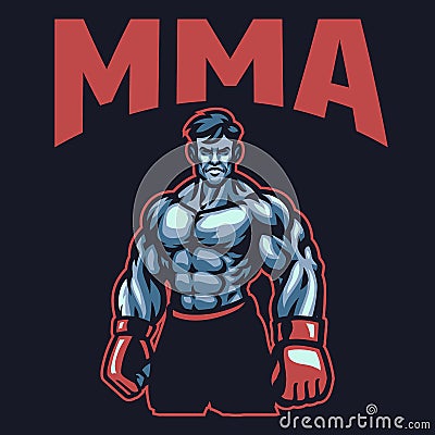 Muscle MMA Fighter Mascot Logo Vector Illustration