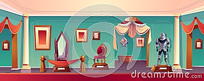 Vector museum background with throne, medieval knight Vector Illustration