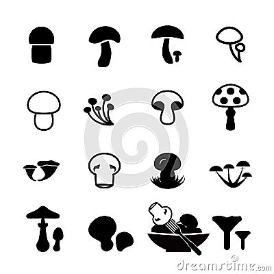 Vector Mushroom Icon, Logo, Template or Pictogram Set Vector Illustration