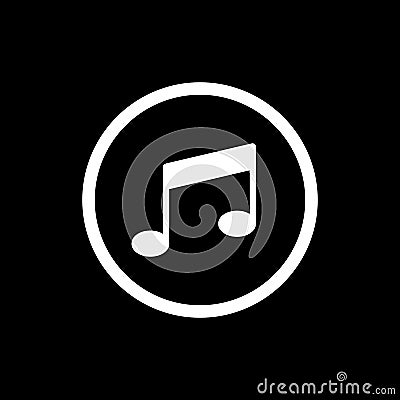 Vector music Icon. Isolated on black background. Vector Illustration