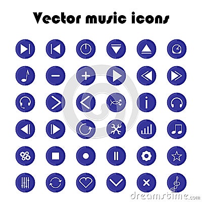 Vector music icons set. Buttons Vector Illustration