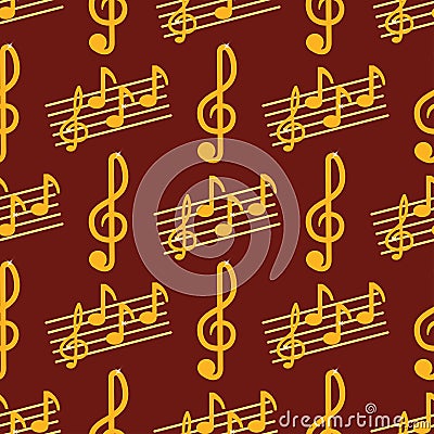 Vector music note melody symbols seamless pattern background vector illustration waves sound graphic clef signature. Vector Illustration